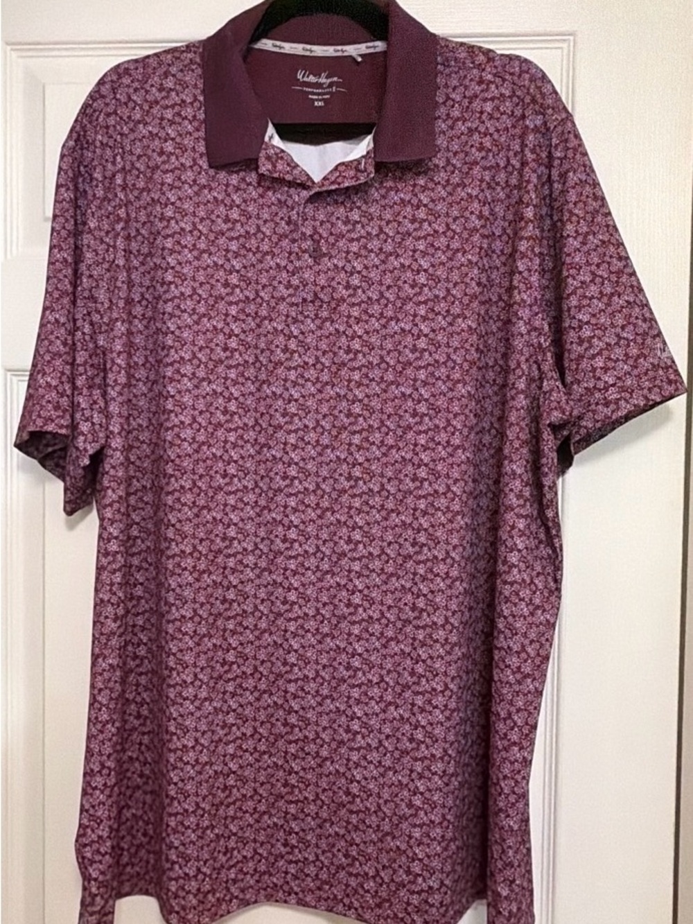 Walter Hagen Maroon Patterned Short-Sleeve Polo